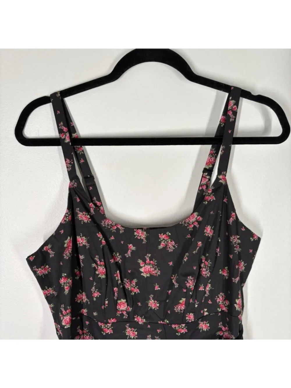 Retro Chic By Torrid Sz 00 US M/L 10 Black Floral Pin Up Belted Swing Dress NWT